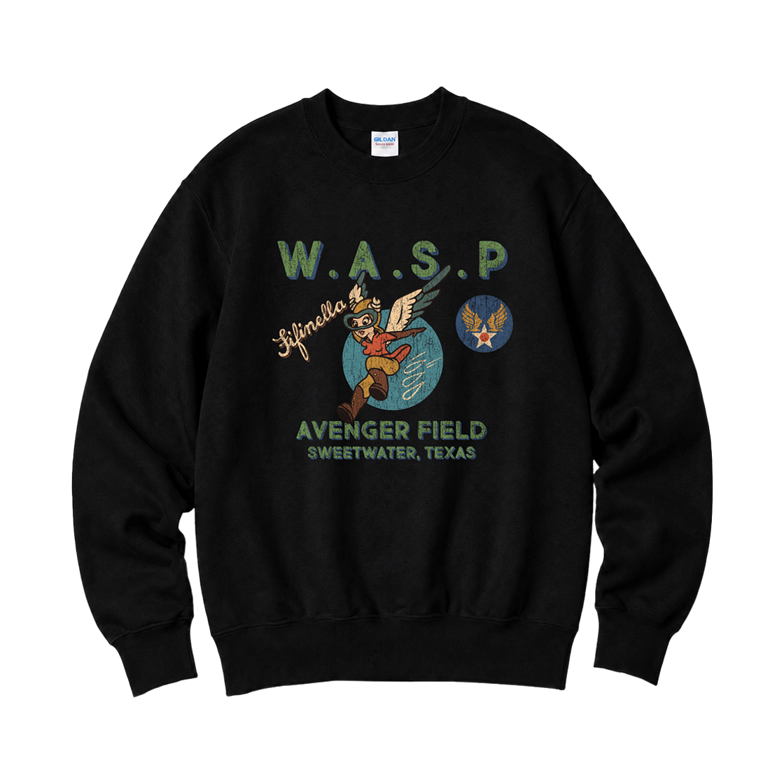 88000_copy Gildan X Vintage Collection W.A.S.P Crewneck Sweat shirt Black