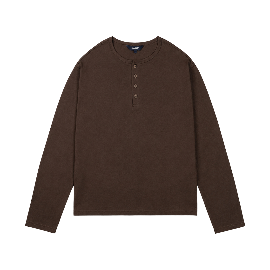 Clothes28 NUART STUDIO Origin Henley Neck Long Sleeve T-Shirt Brown