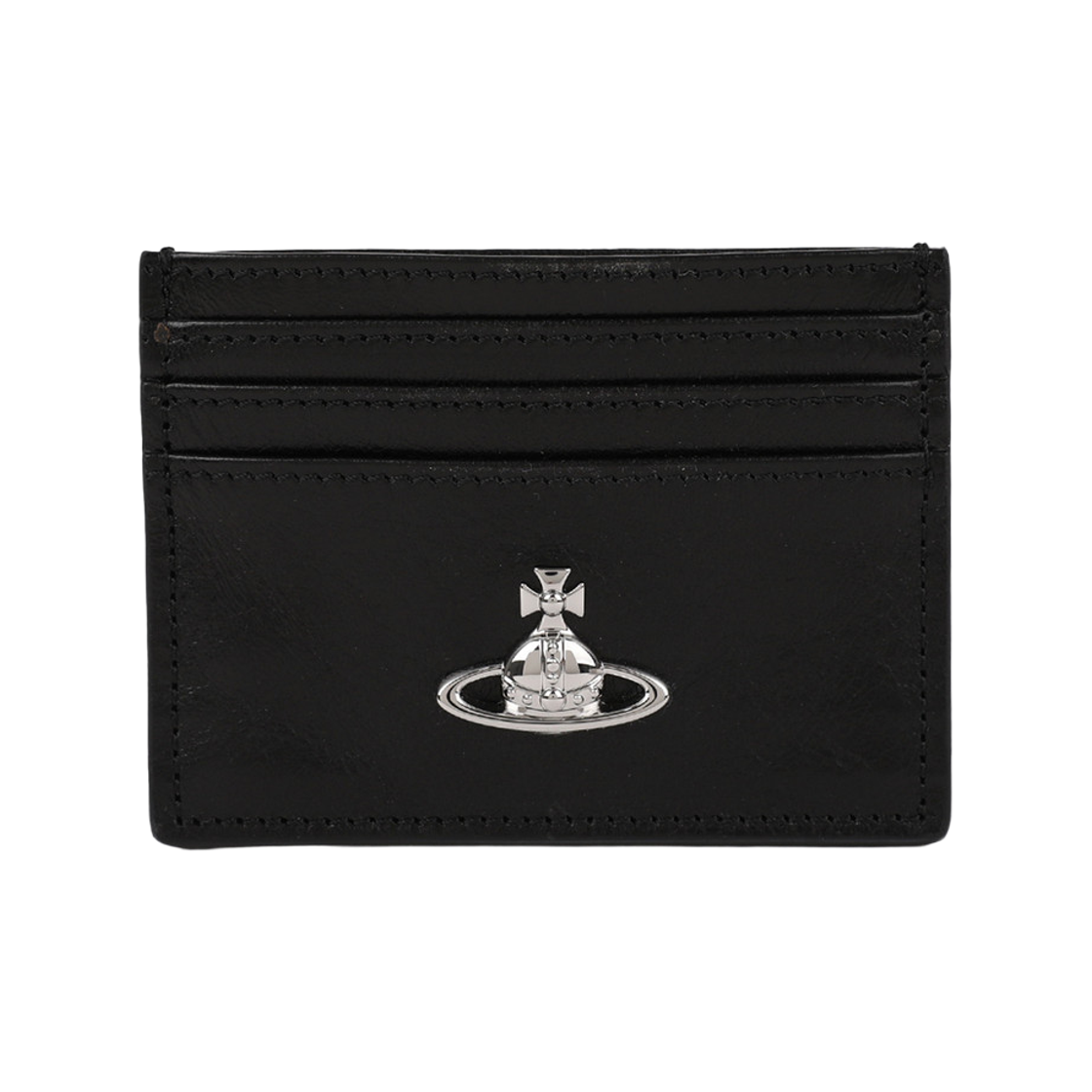 54030004W-L00B0-N401 Vivienne Westwood Logo Flat Card Holder Black