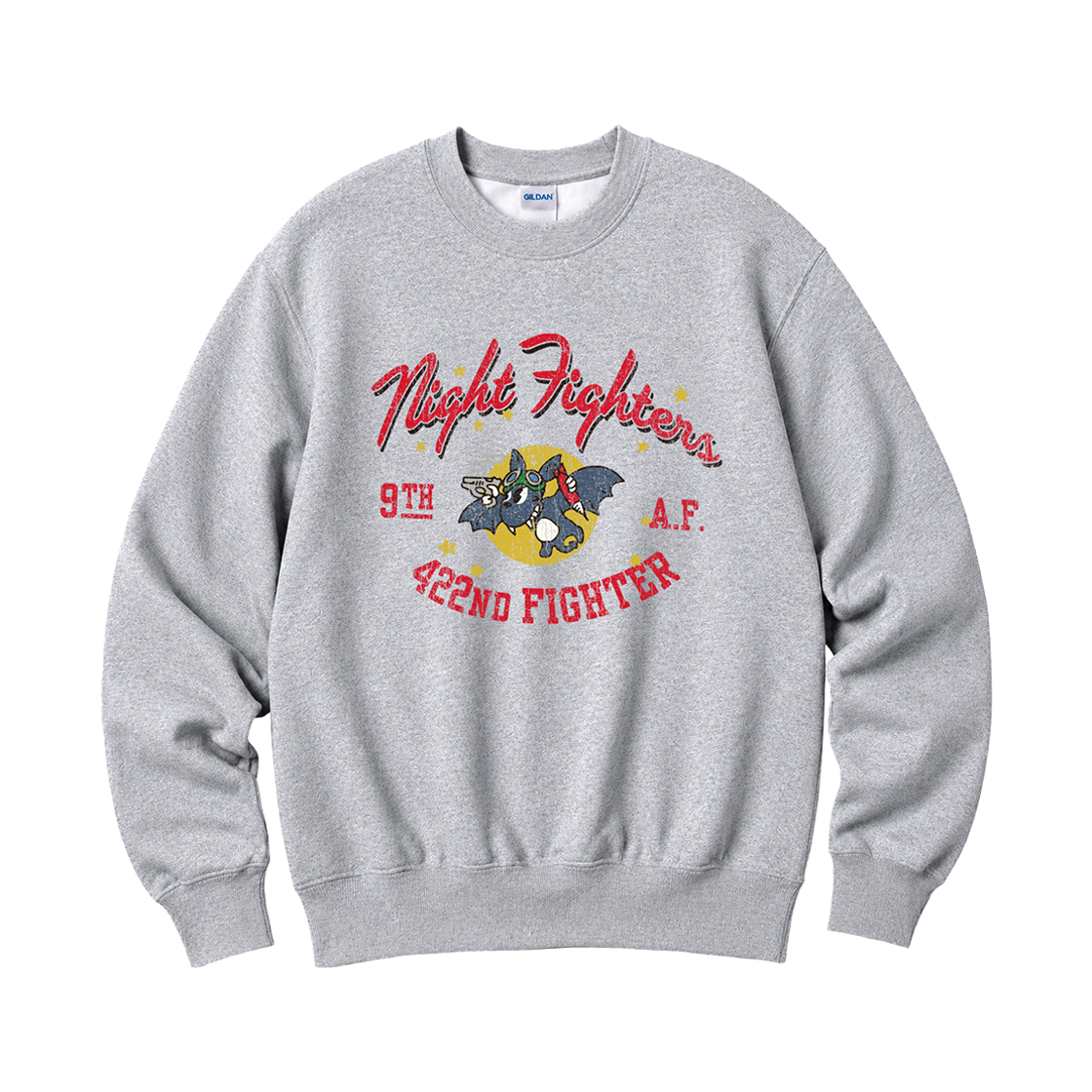 88000_copy Gildan X Vintage Collection NIGHT FIGHTER Crewneck Sweat shirt Grey