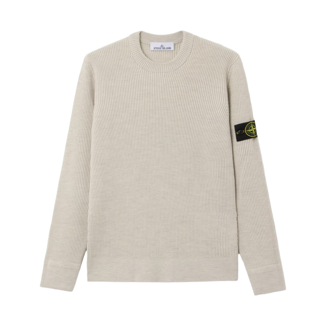 L2S1551000-53S00C2-V0M95 Stone Island 5100053 Full Rib RWS Wool Regular Fit Crewneck Jumper with Fine Ribbed Trims Sand Melange - 26FW