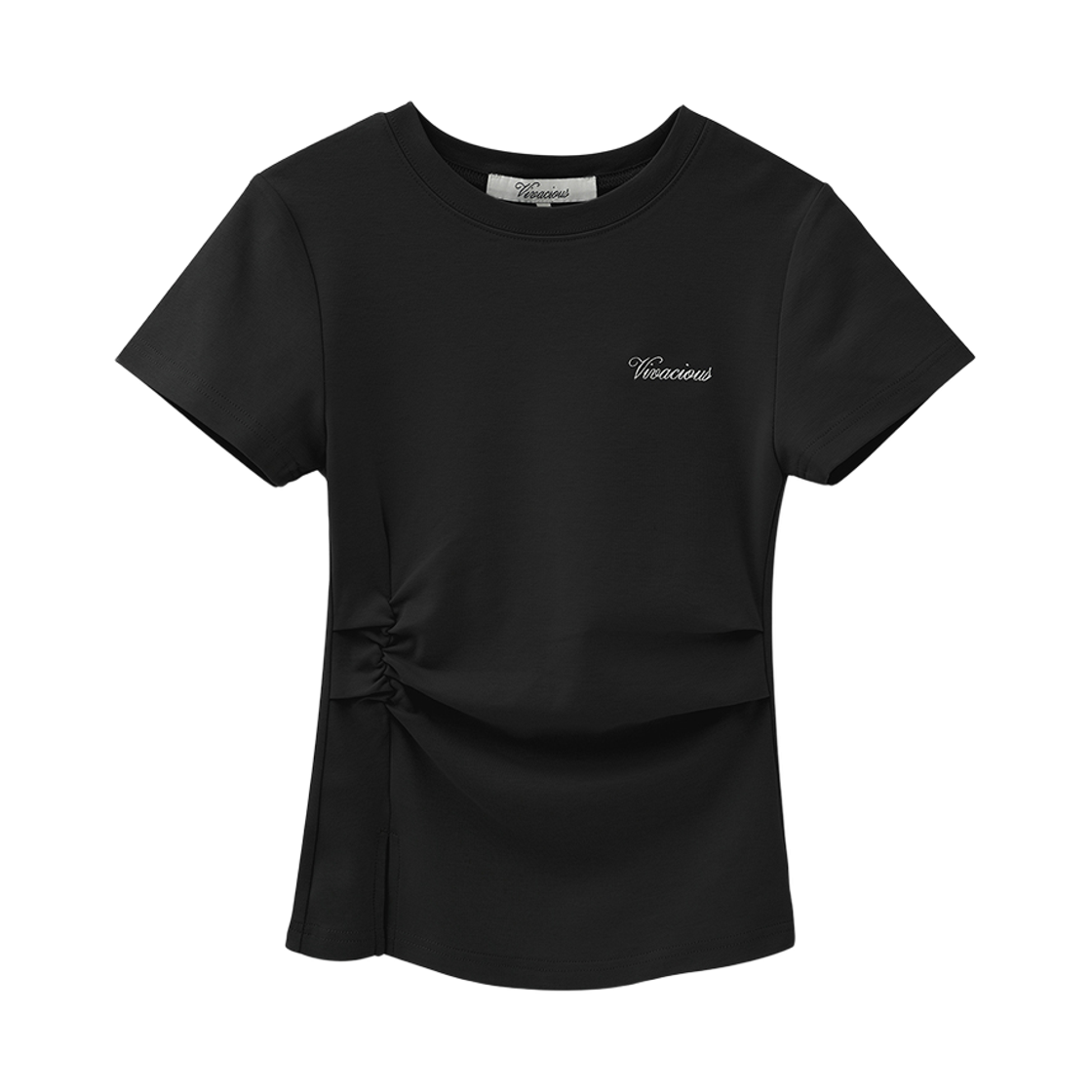 VV61TS02BK VIVACIOUS Loie Tuck Shirring Tee Black