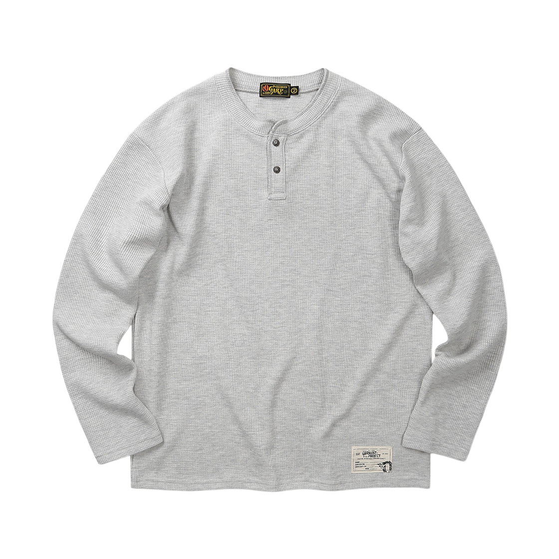 O25FFTS022MG OGARP Waffle Henley Neck Long Sleeve Melangegray