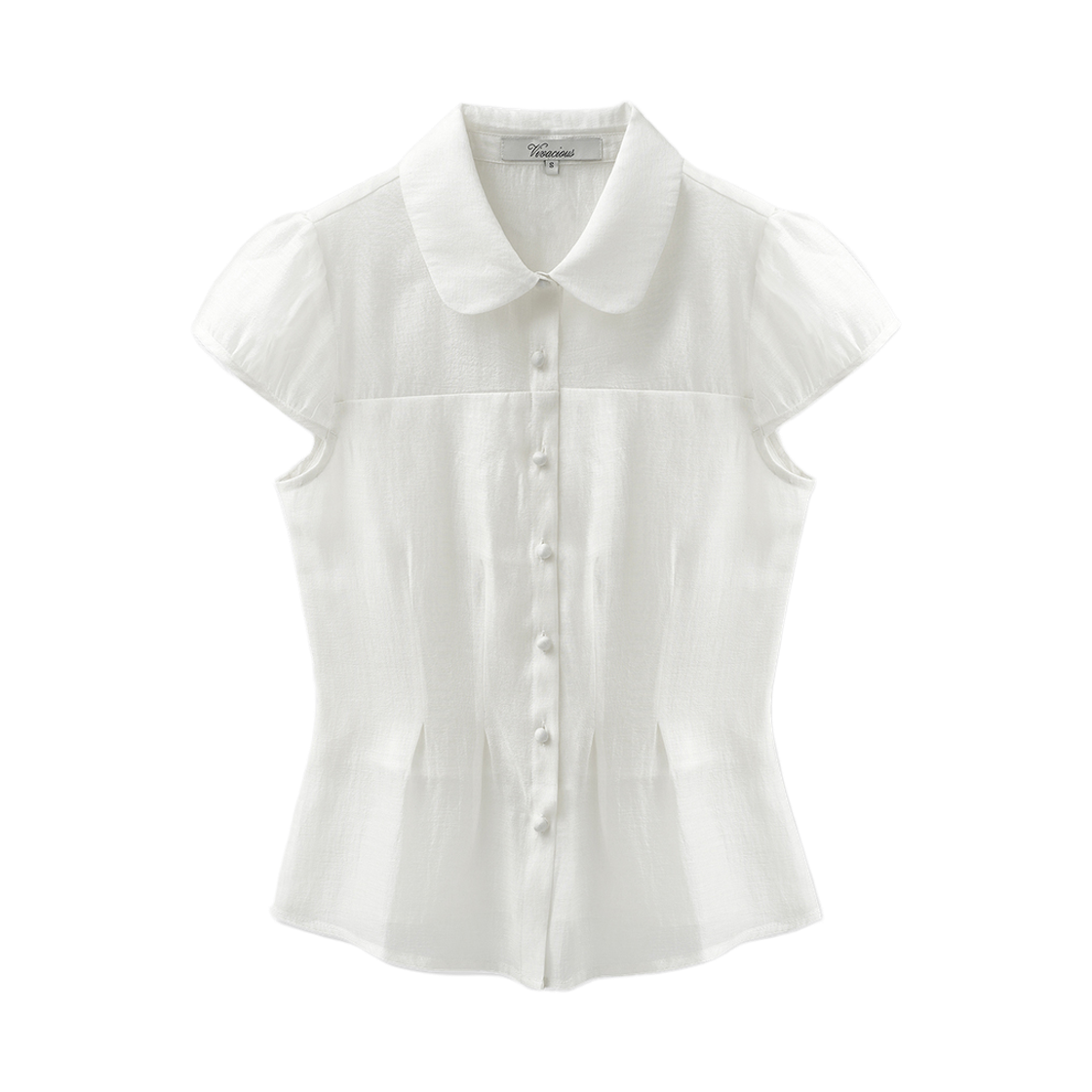 비바셔스 수아 시스루 플레어 블라우스 아이보리(VIVACIOUS Sua See-Through Pleated Blouse IVORY)