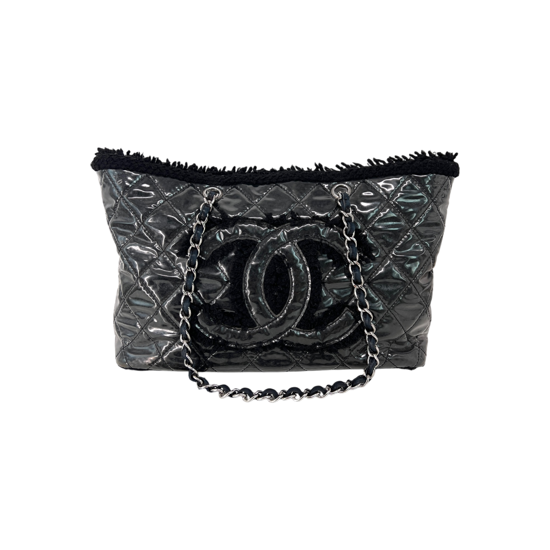 IT3TNMFF7LCH Chanel Funny Tweed PVC Shopper Bag Black