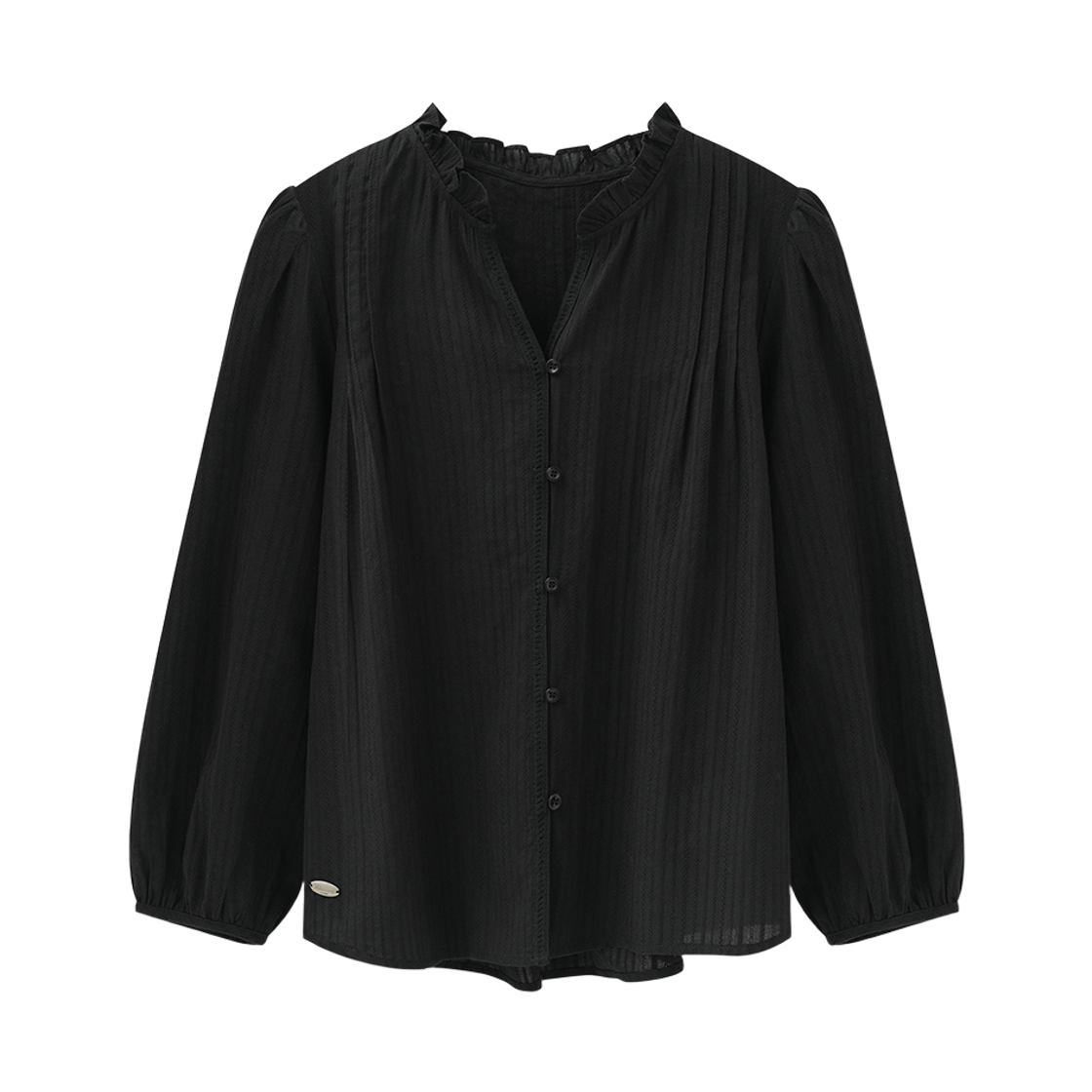 비바셔스 비쉬 레이스 핀턱 블라우스 블랙(VIVACIOUS Biche Lace Pintuck Blouse BLACK)
