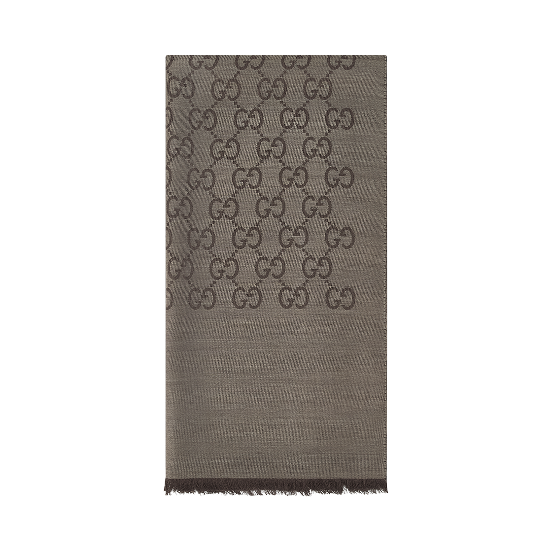 165904-3G646-9664 (W) Gucci GG Wool Silk Jacquard Scarf Dark Brown