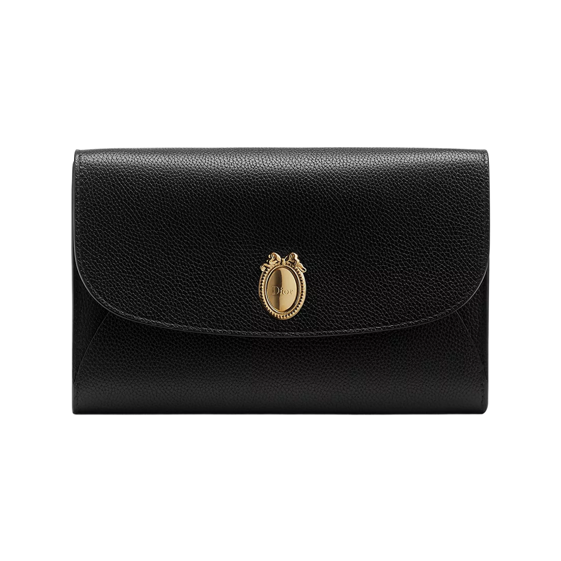 S2223QGME-M45I Dior Medaillon Envelope Pouch with Strap Grained Calfskin Black Myosotis Blue