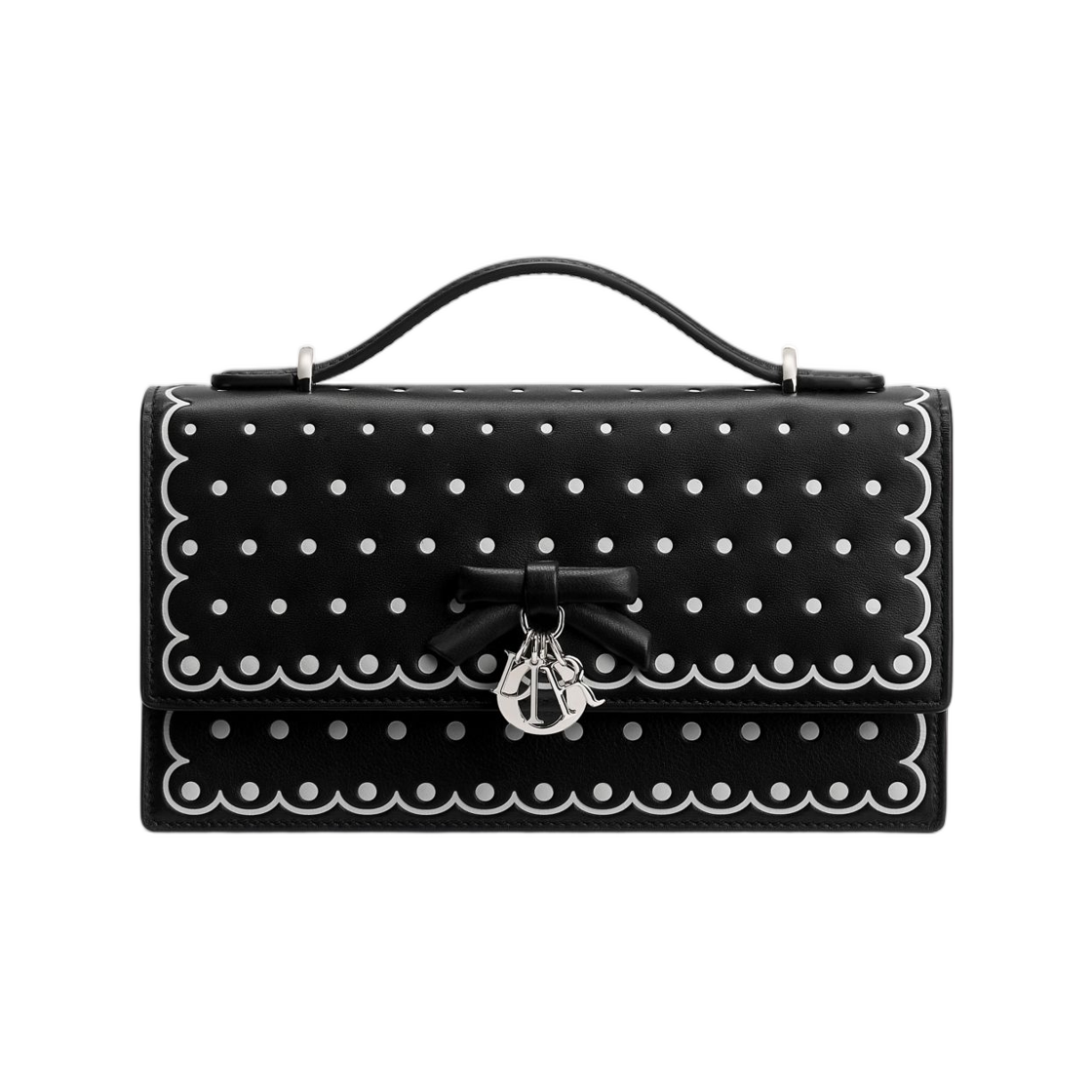 S0984PIUX-M45I Dior My Dior Mini Bag Calfskin And Debossed Polka Dior Print Black White