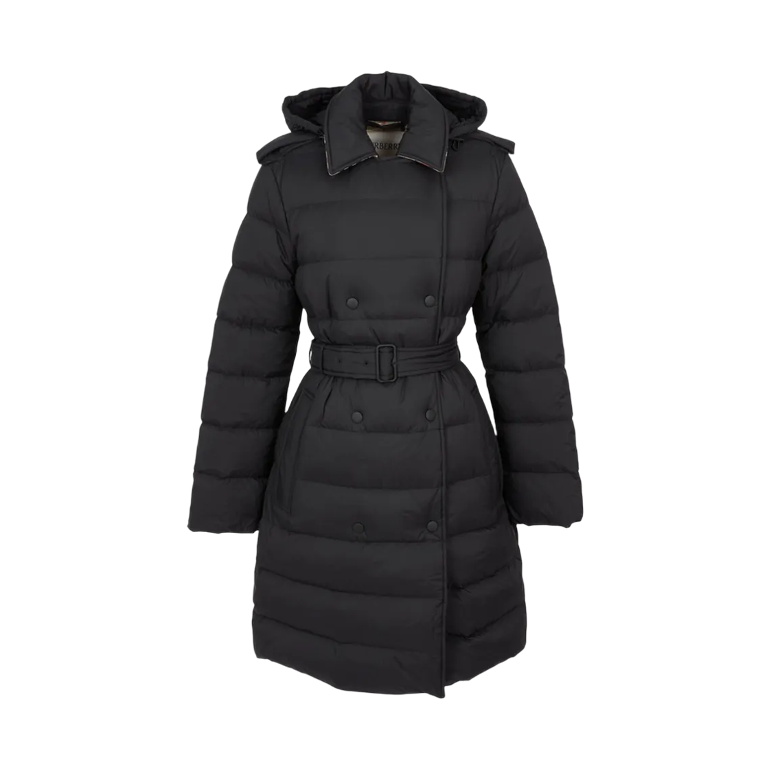 8131875 (W) Burberry Kent Belted Long Down Jacket Black