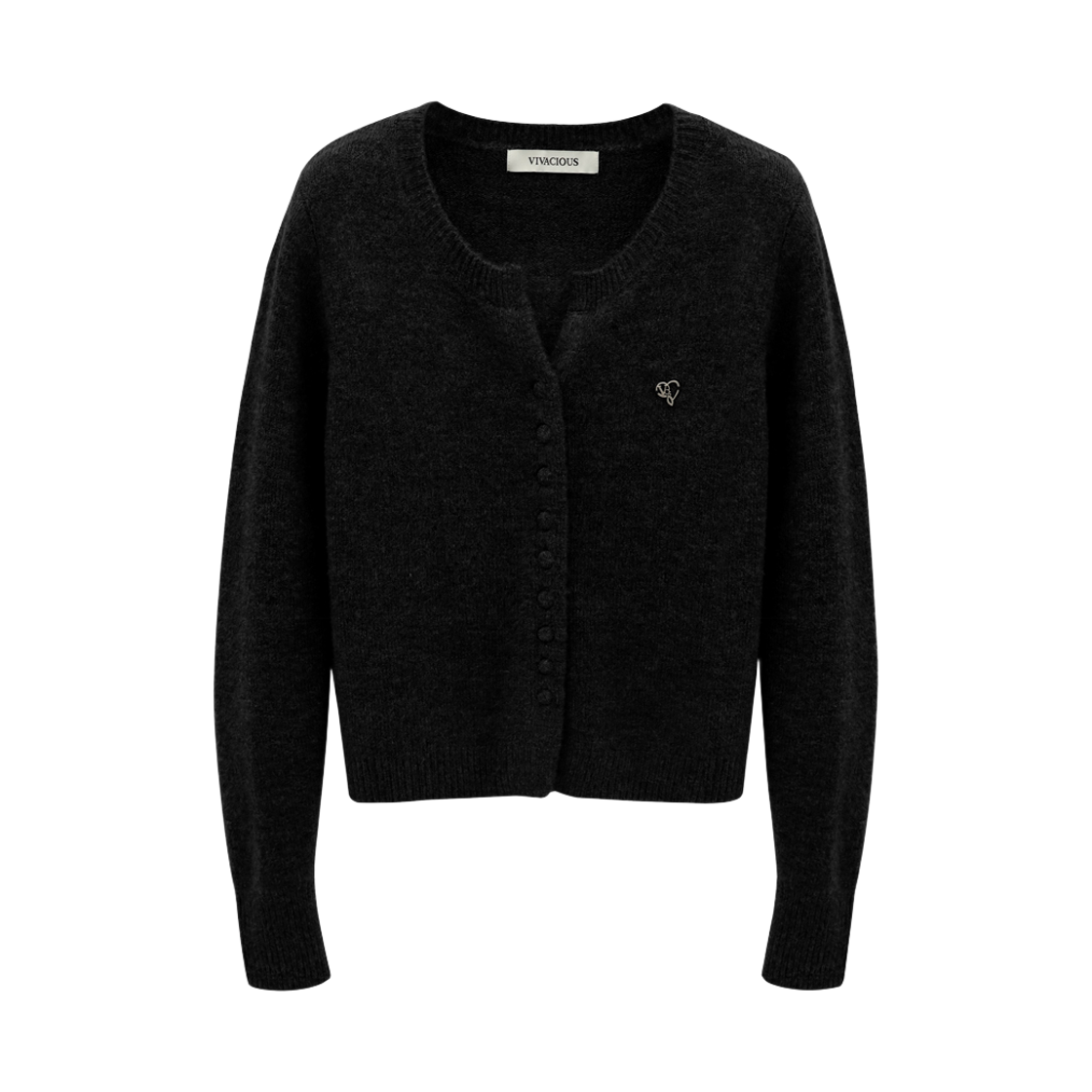 VV53KN04BK VIVACIOUS Elan Round Button Knit Cd Black