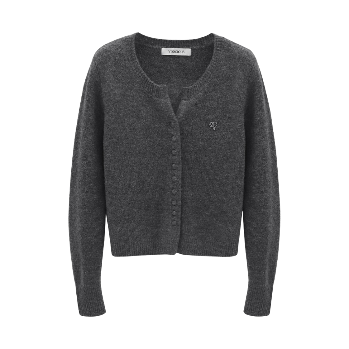 VV53KN04CH VIVACIOUS Elan Round Button Knit Cd Charcoal