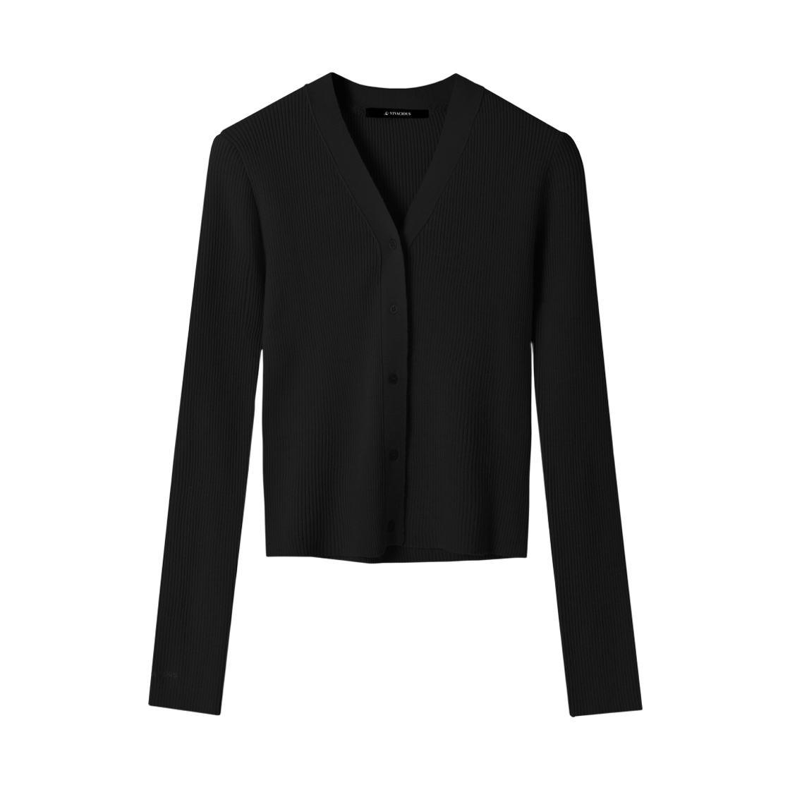 VV43CD03BK VIVACIOUS V-Neck Rib Cardigan Black