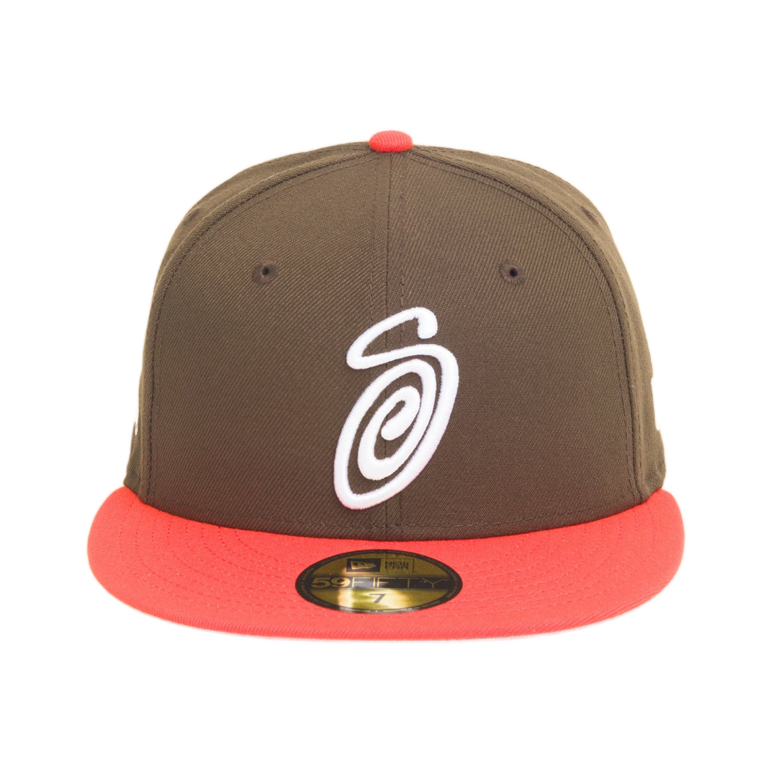 1311008 Stussy Curly S 59Fifty New Era Cap Brown Orange