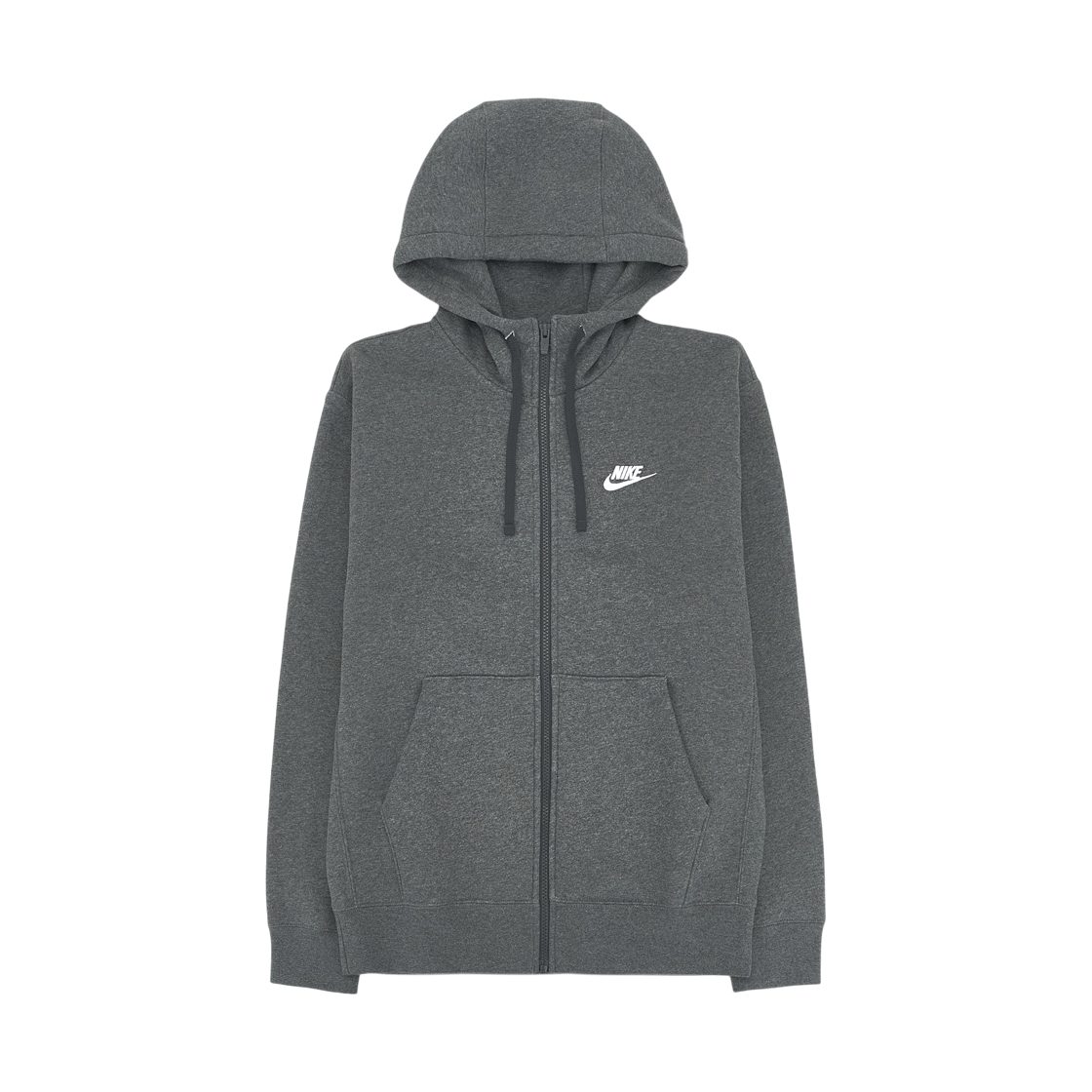BV2646-071 Nike NSW Club Fleece Full Zip Hoodie Charcoal Heather Anthracite - Asia