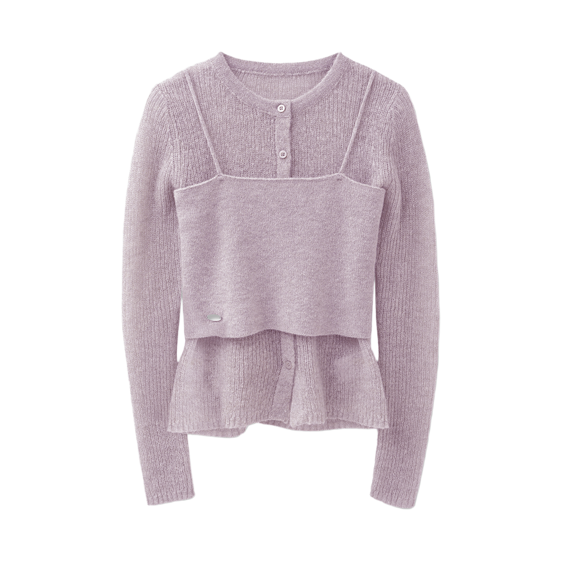 VV61SE03PUP VIVACIOUS Bustier Layered Set Knit Cardigan Purple