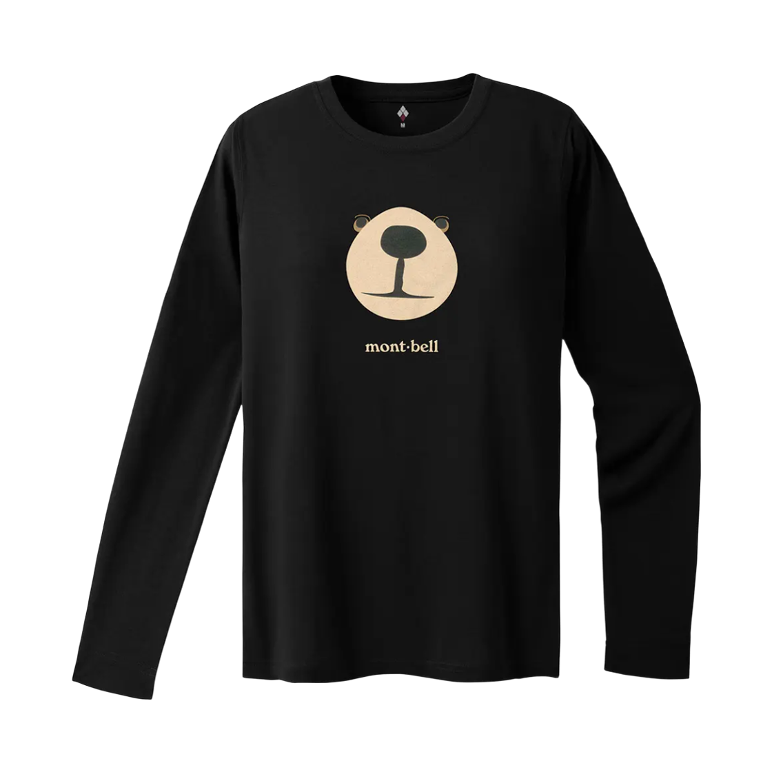 1114795 (W) Montbell Wickron Long Sleeve Monta Bear Face T-Shirt Black