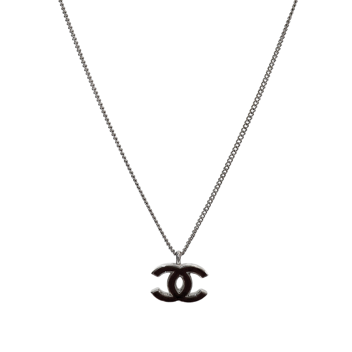 IT7RDOKVQONH Chanel Brown CC Silver Necklace