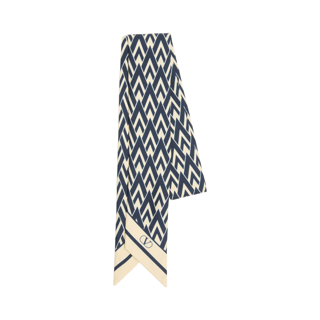 E6017SHT3GJ (W) Valentino Toute La V Silk Bandeau Scarf Navy Ivory