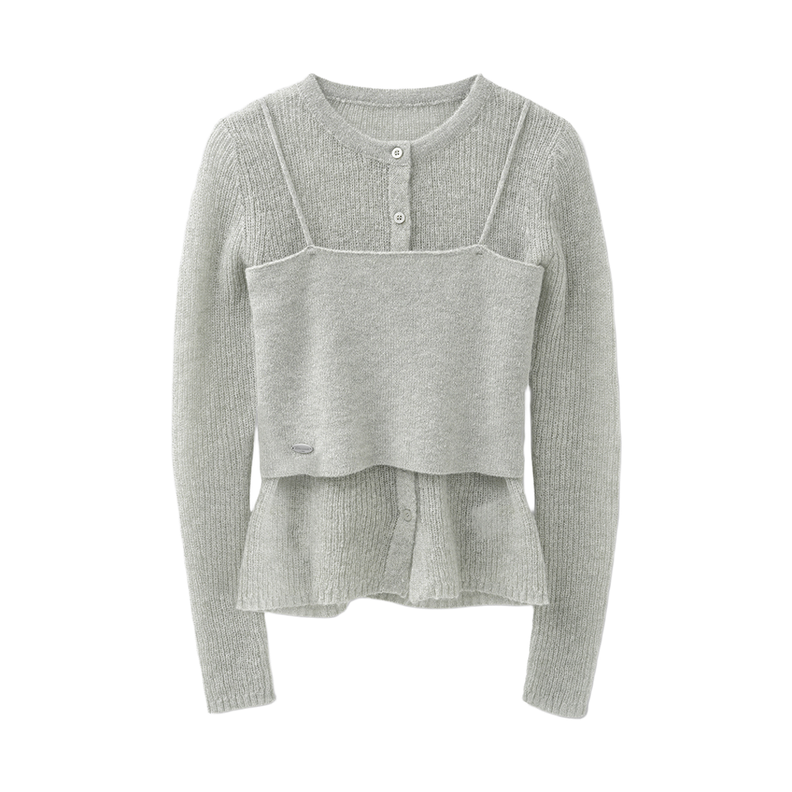 VV61SE03GR VIVACIOUS Bustier Layered Set Knit Cardigan Grey