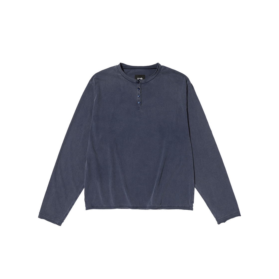 스웨이드 워시드 헨리 넥 워싱 네이비(Suade Washed Henley Neck Washing Navy)