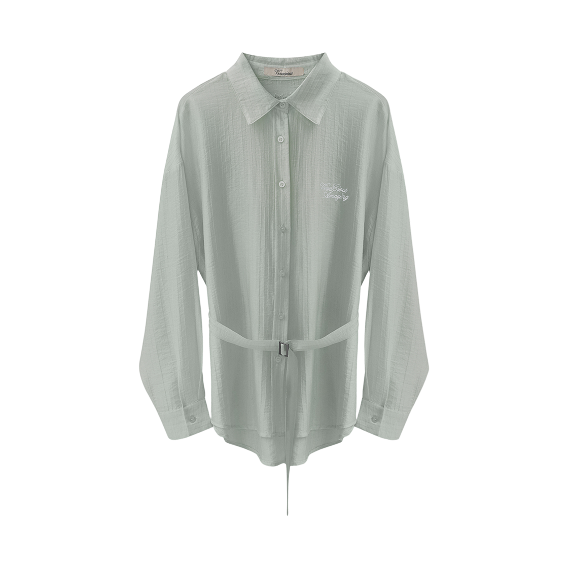 VV63SH01MT VIVACIOUS Flume Belted See-Through Shirt Mint