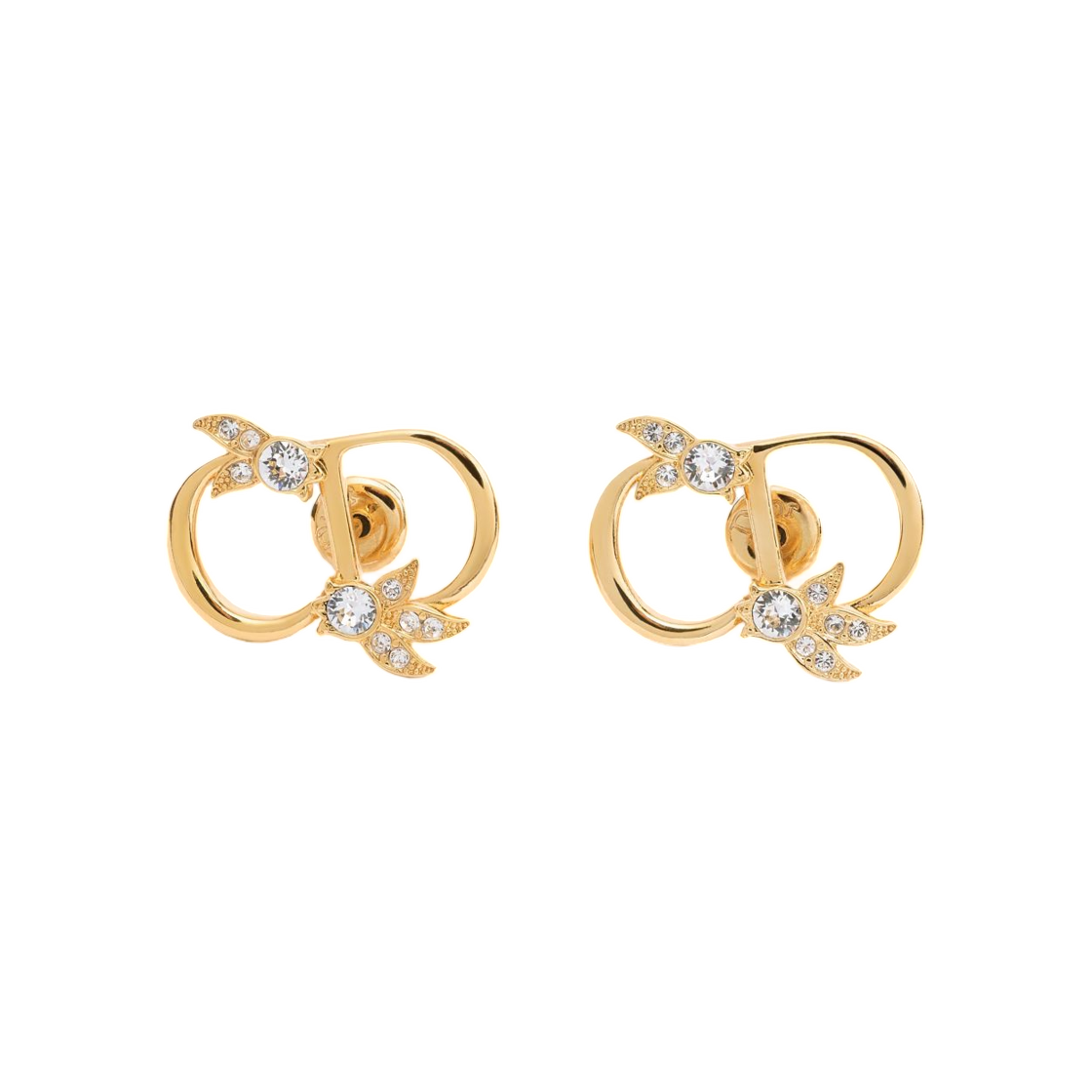 E5020WOMCY-D319 (W) Dior CD Mini Lily Stud Earrings Gold Finish Metal And Crystals Gold