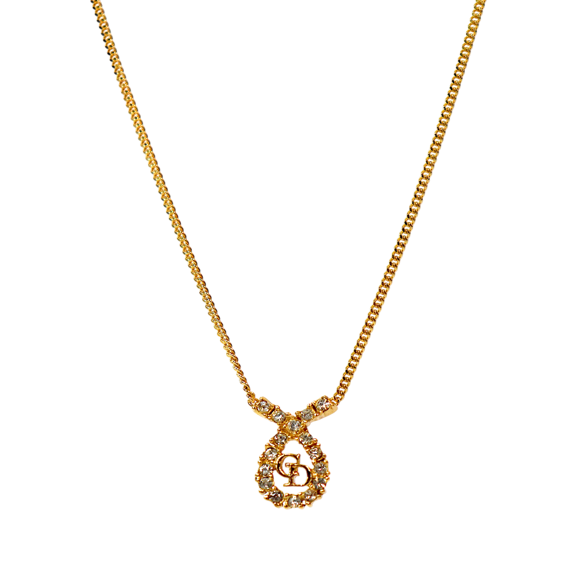 ITKLR2LCD635 Dior Cubic Round CD Gold Necklace