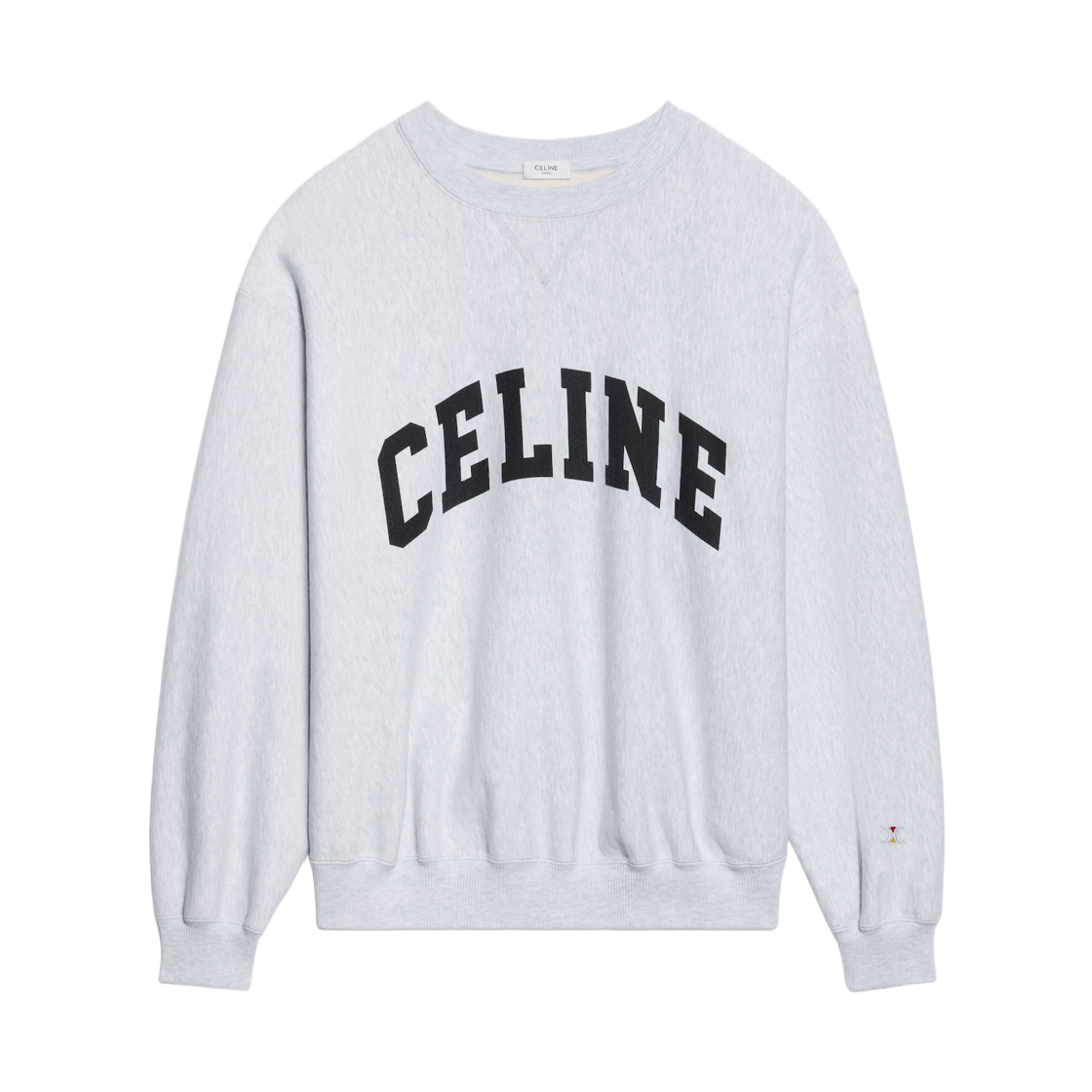2Y11D1233-10PB Celine Cotton Fleece Sweatshirt Grey Black