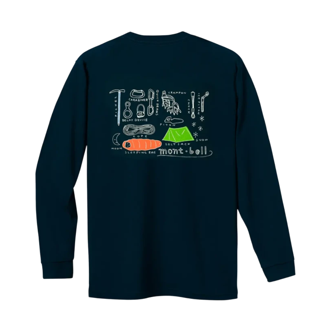 1114772 Montbell Wickron Long Sleeve Mountain Gear T-Shirt Navy