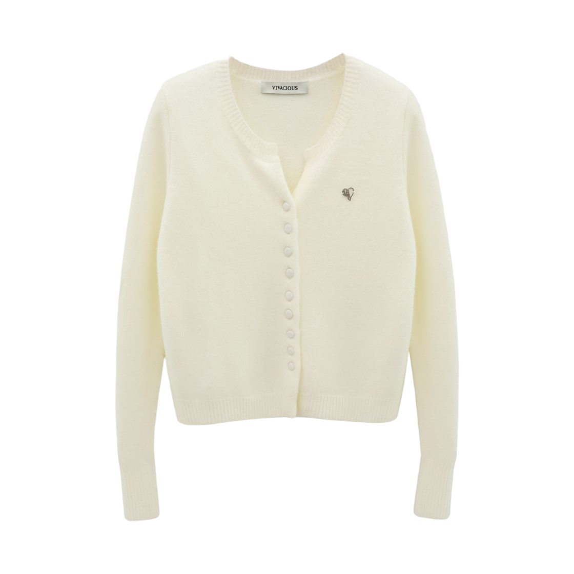 VV53KN04IV VIVACIOUS Elan Round Button Knit Cd Ivory