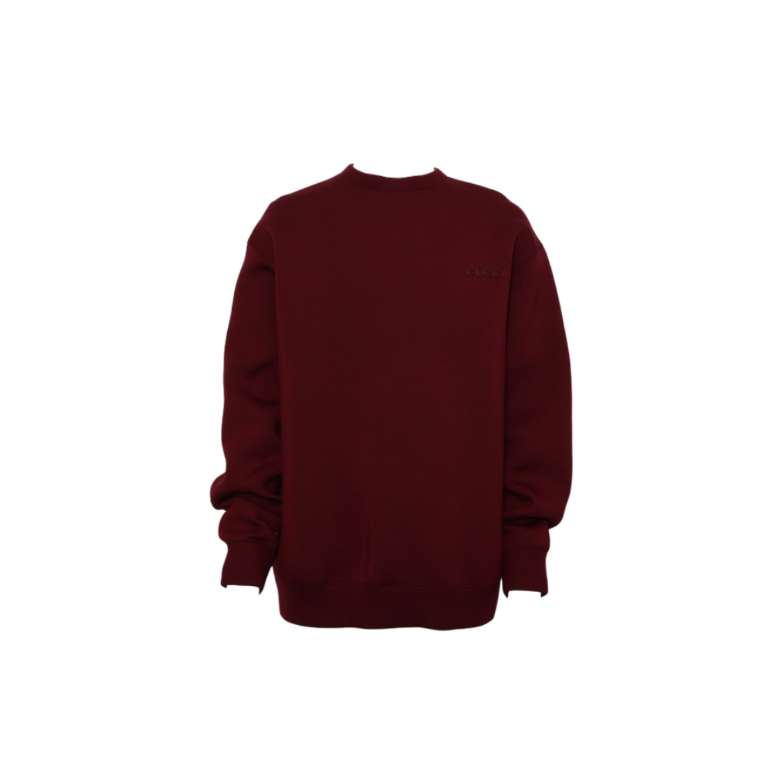 ITJLTVV4JIKJ Gucci Logo Print Burgundy Crewneck Sweatshirt