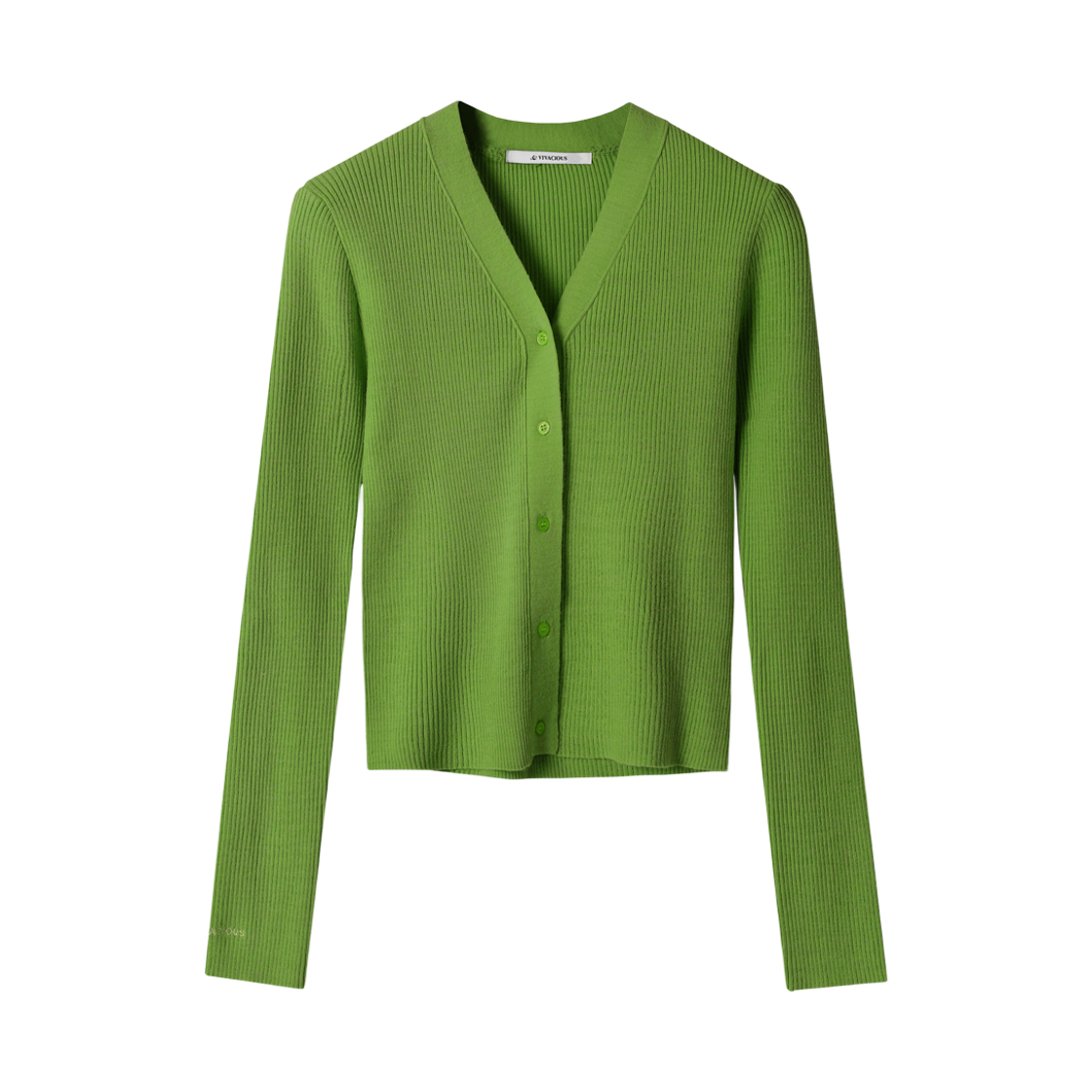 VV43CD03OLV VIVACIOUS V-Neck Rib Cardigan Olive