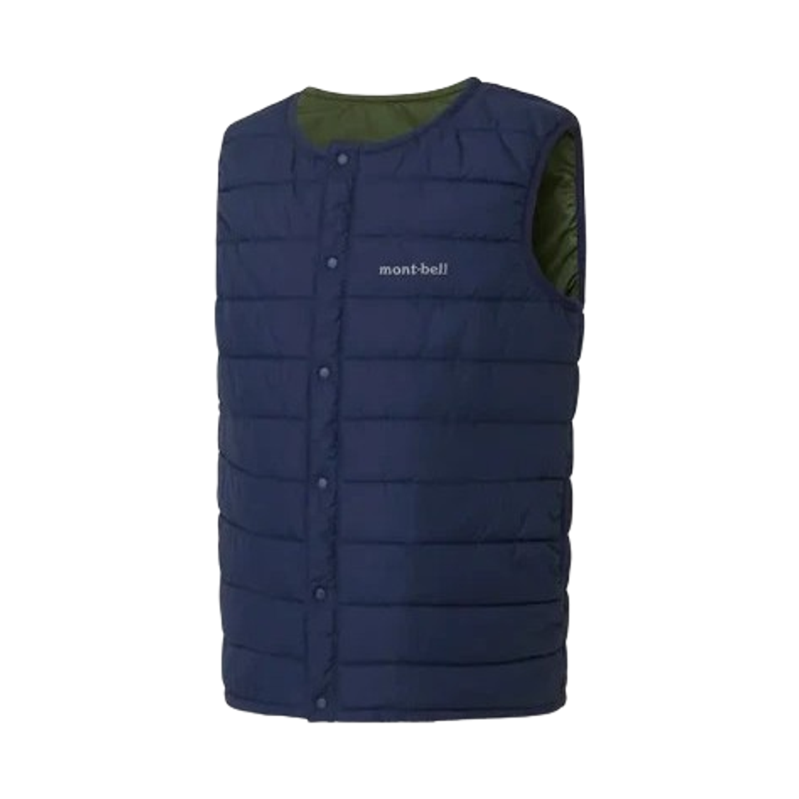 1101635 (Kids) Montbell Thermawrap Round Neck Vest Navy Khaki Green