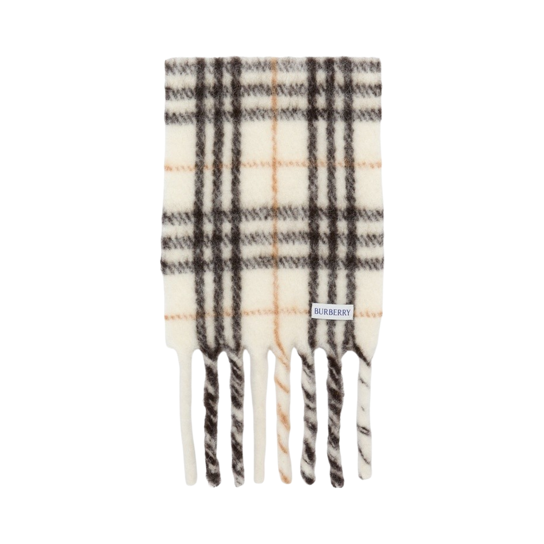 8130018 (W) Burberry Check Alpaca Wool Blend Muffler Cream Brown