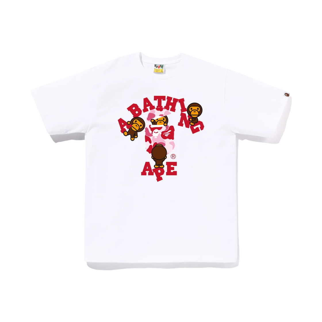 - BAPE ABC Camo College Milo T-Shirt White Pink