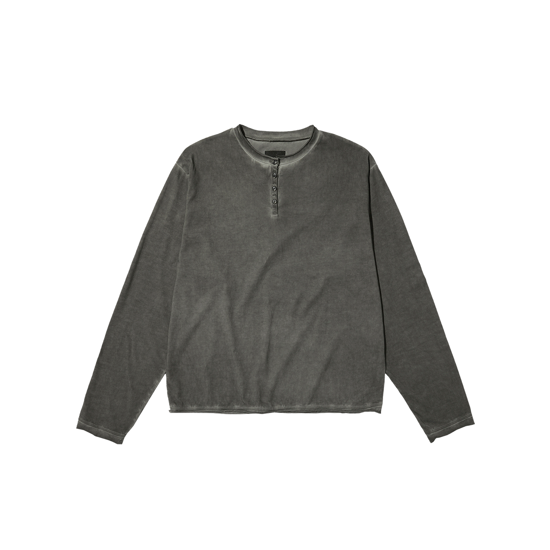 스웨이드 워시드 헨리 넥 차콜 그레이(Suade Washed Henley Neck Charcoal Gray)