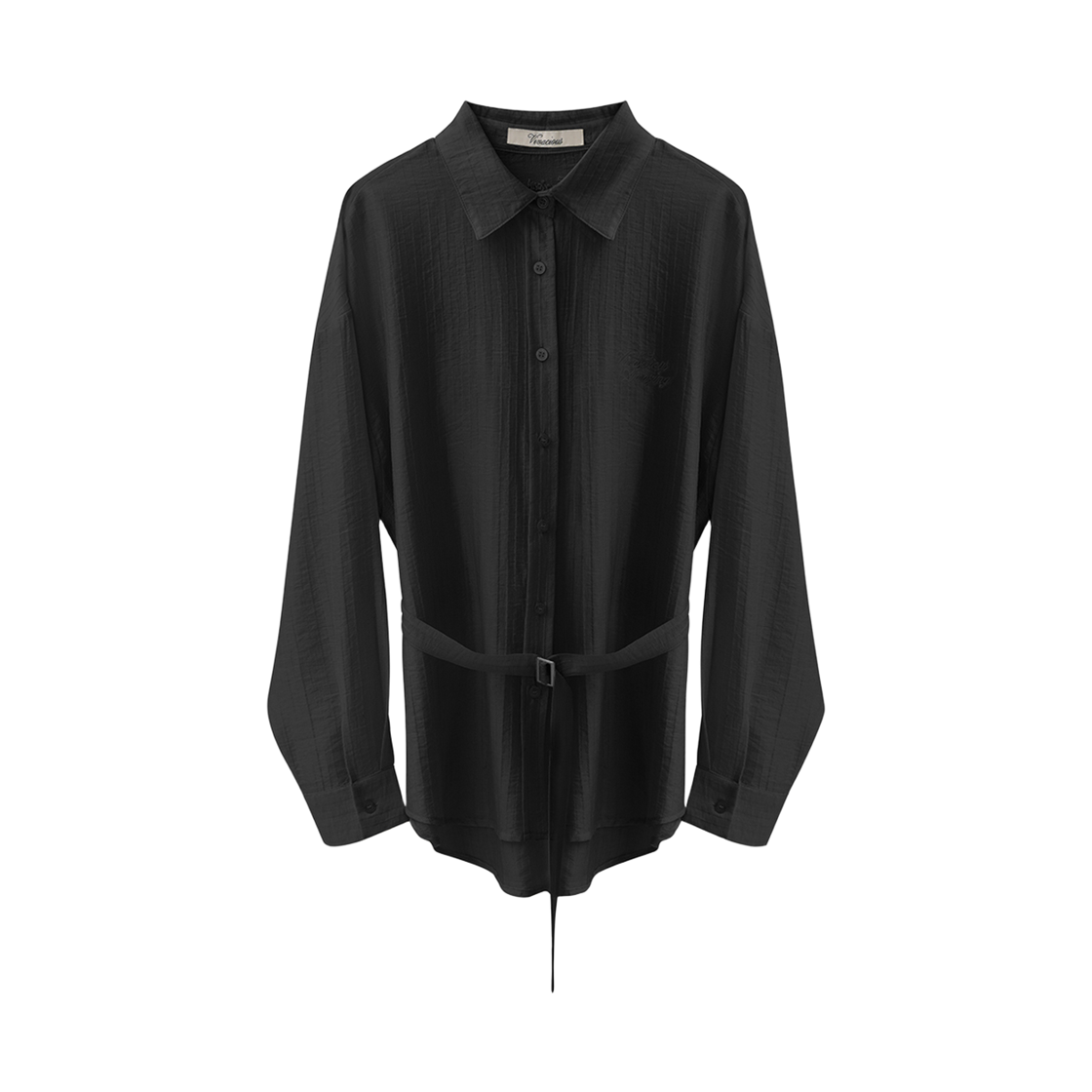 VV63SH01BK VIVACIOUS Flume Belted See-Through Shirt Black