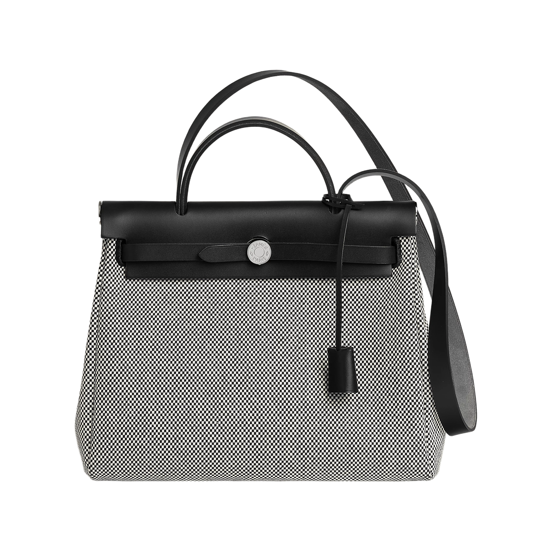 H079092CKAV Hermes Herbag Zip 31 Bag Criss Viking Canvas Hunter Cowhide & Palladium Ecru Noir Kaki