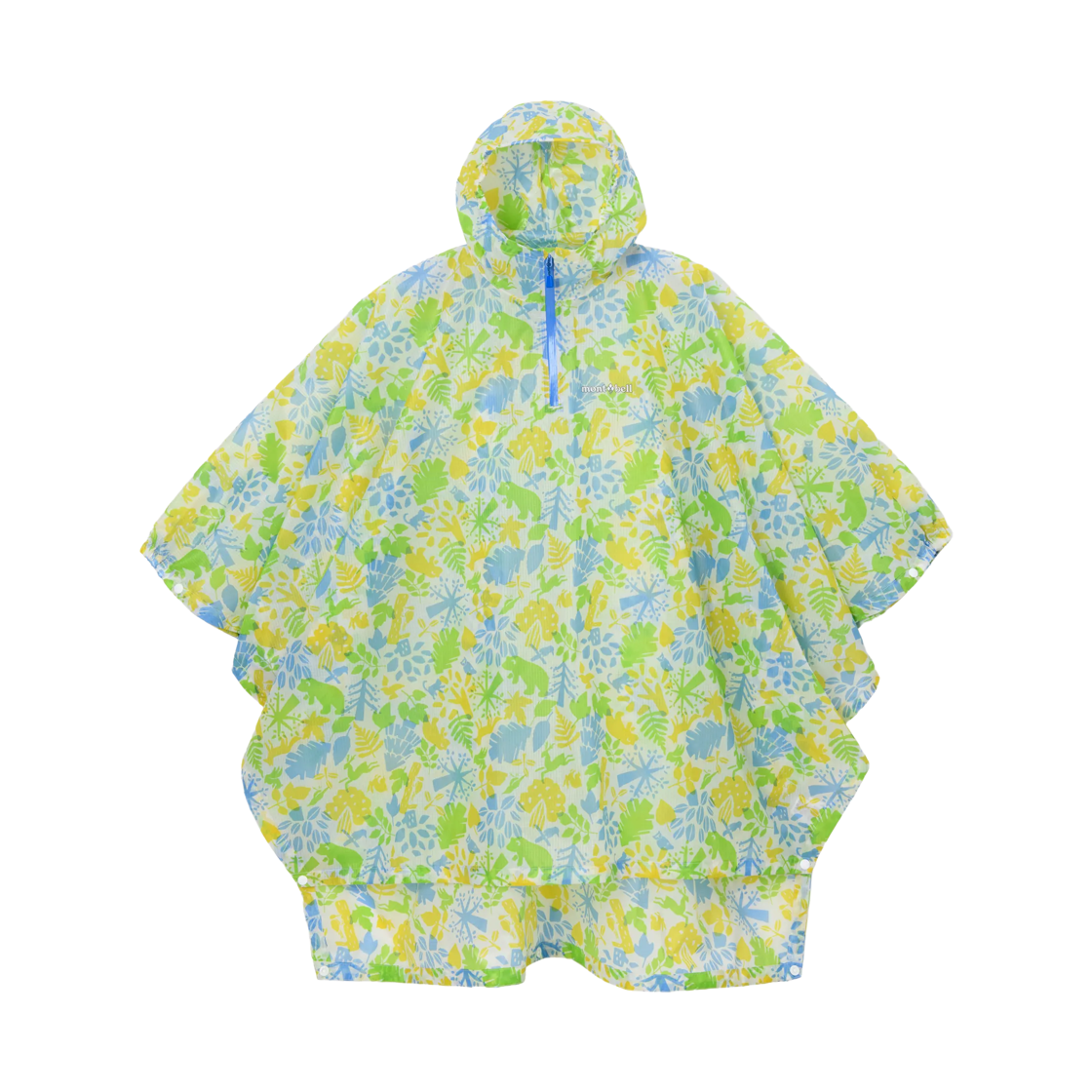 1128805 (Kids) Montbell Print Trekking Rain Poncho Green