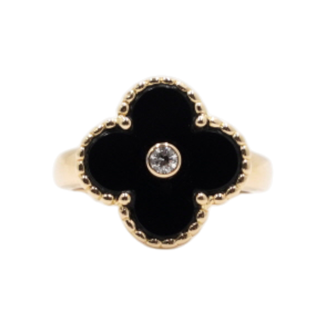 ITRT7LW6SSV5 VAN CLEEF & ARPELS 18K Yellow Gold Onyx Vintage Alhambra Ring