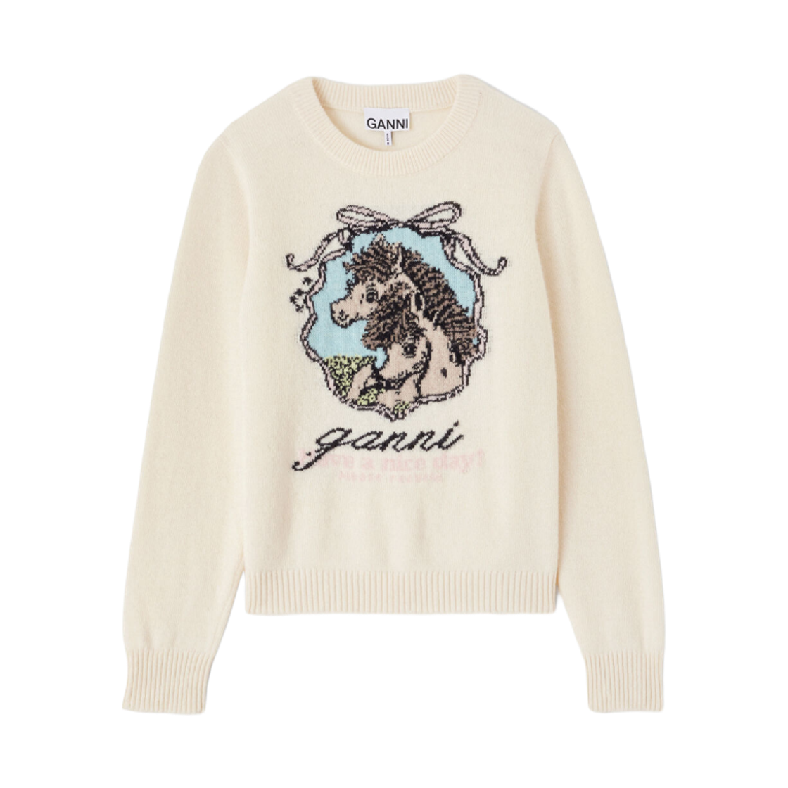 A1150016-135 (W) Ganni Jumper with Horses Egret