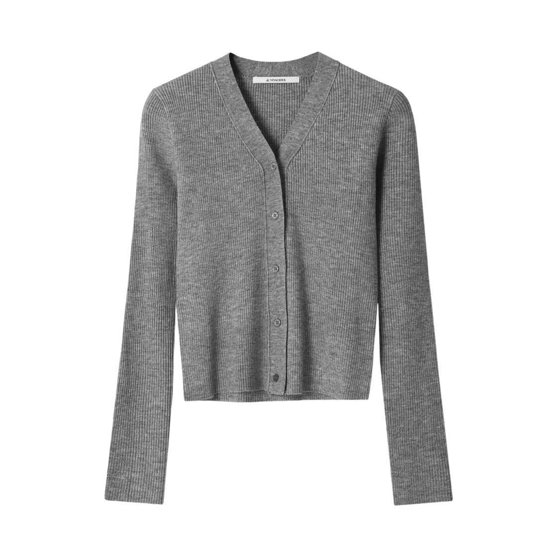 VV43CD03MEL VIVACIOUS V-Neck Rib Cardigan Melange