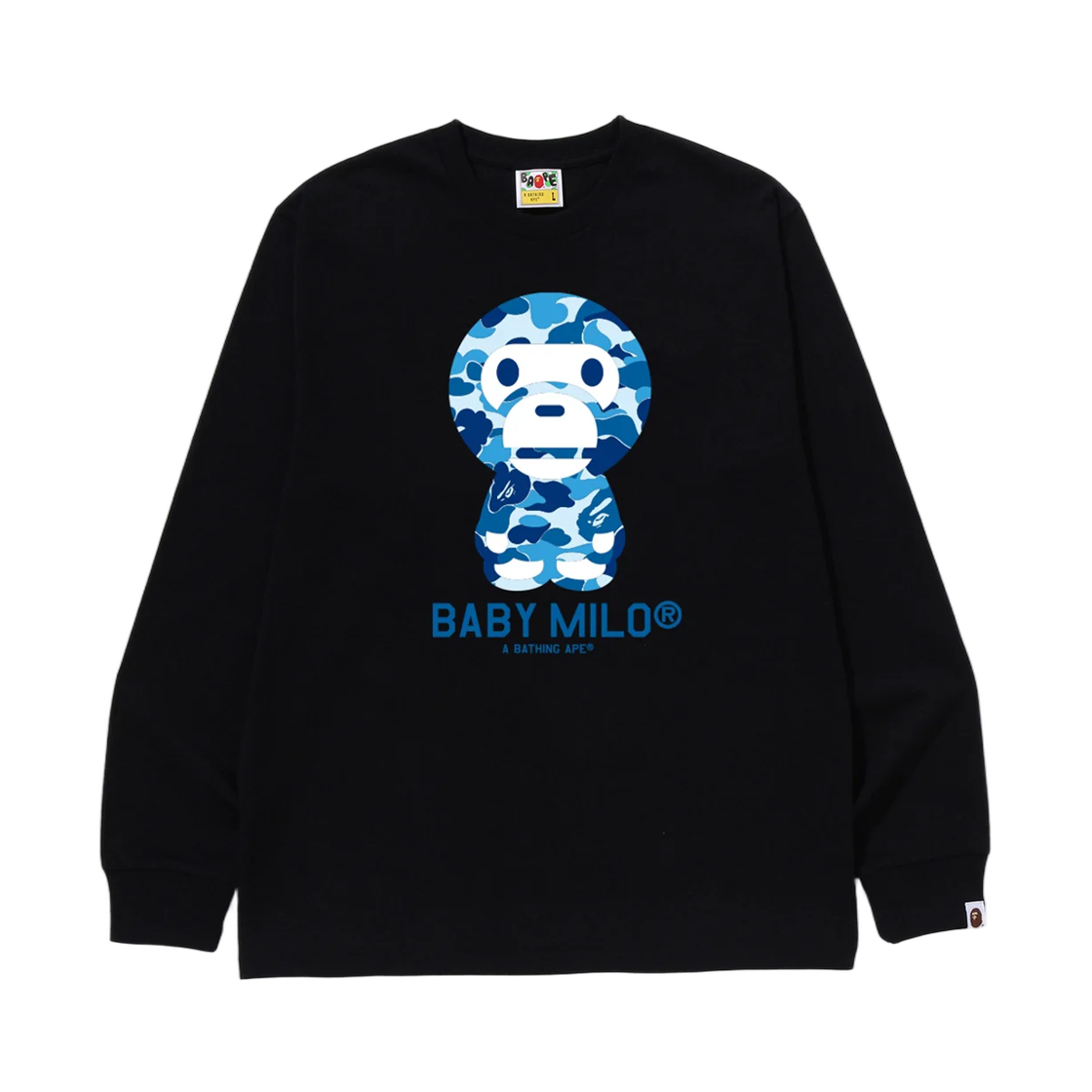 - BAPE ABC Camo Baby Milo L/S T-Shirt Black Blue
