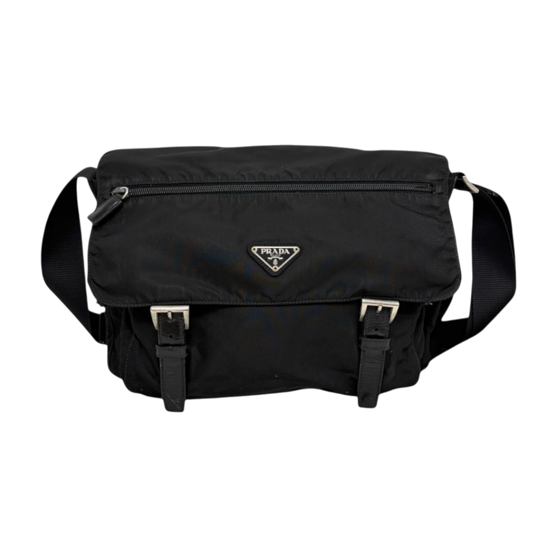 프라다 삼각로고 나일론 메신저백 크로스백 블랙(Prada Triangle Logo Nylon Messenger Bag Black)