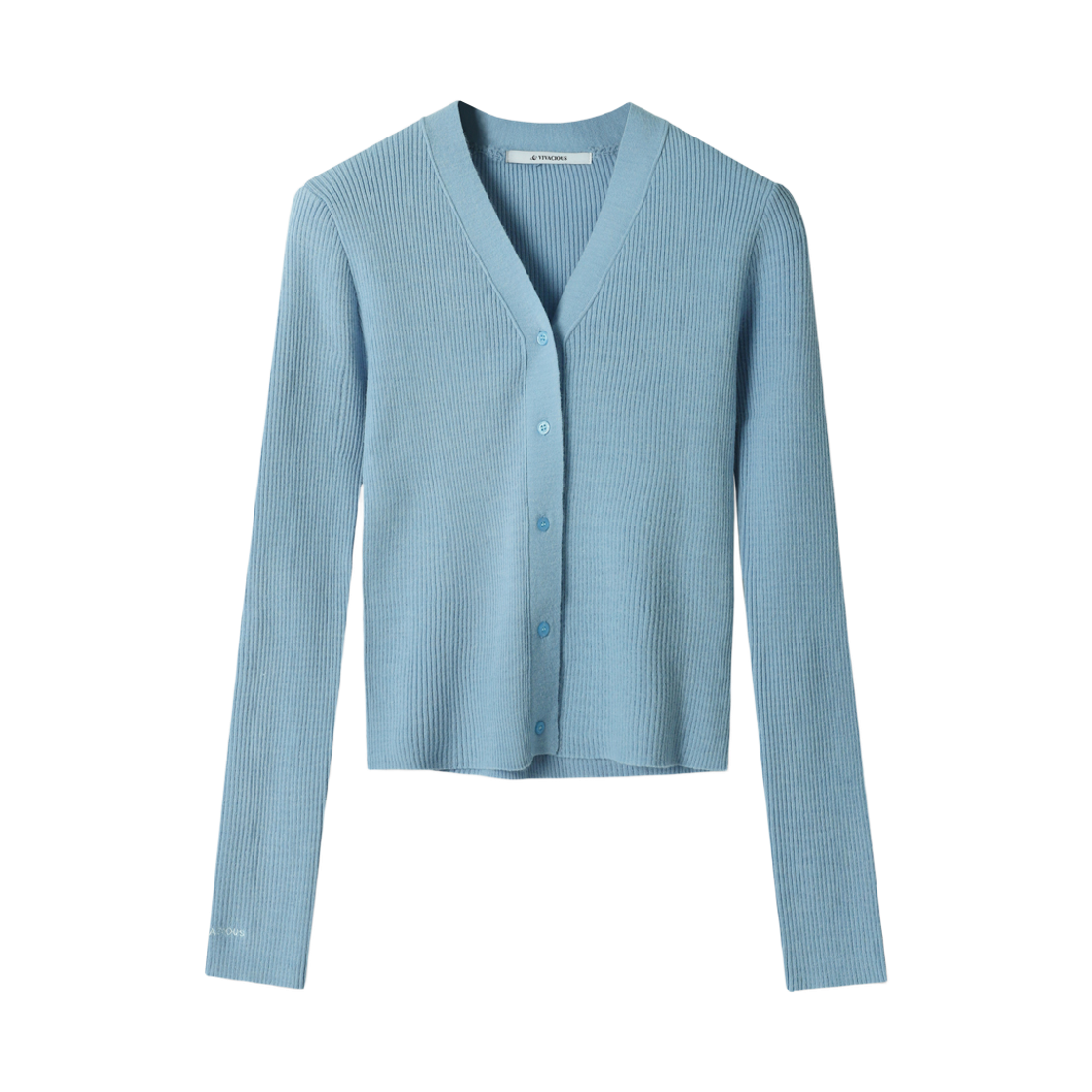 VV43CD03SOR VIVACIOUS V-Neck Rib Cardigan Sora