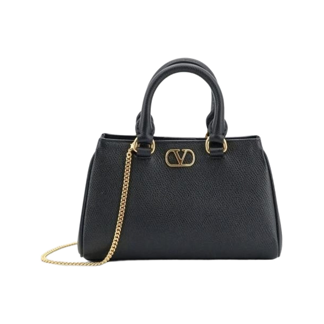 P0BA9SNP0NO Valentino Vlogo Signature Leather Tote Bag Black Gold