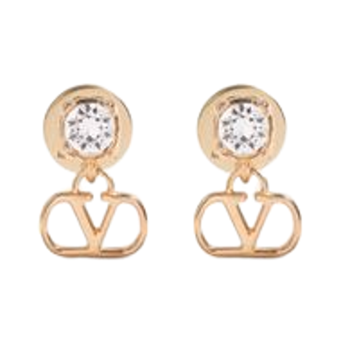 J0BV7YCW9MN (W) Valentino Vlogo Signature Metal Swarovski Crystals Earrings Gold