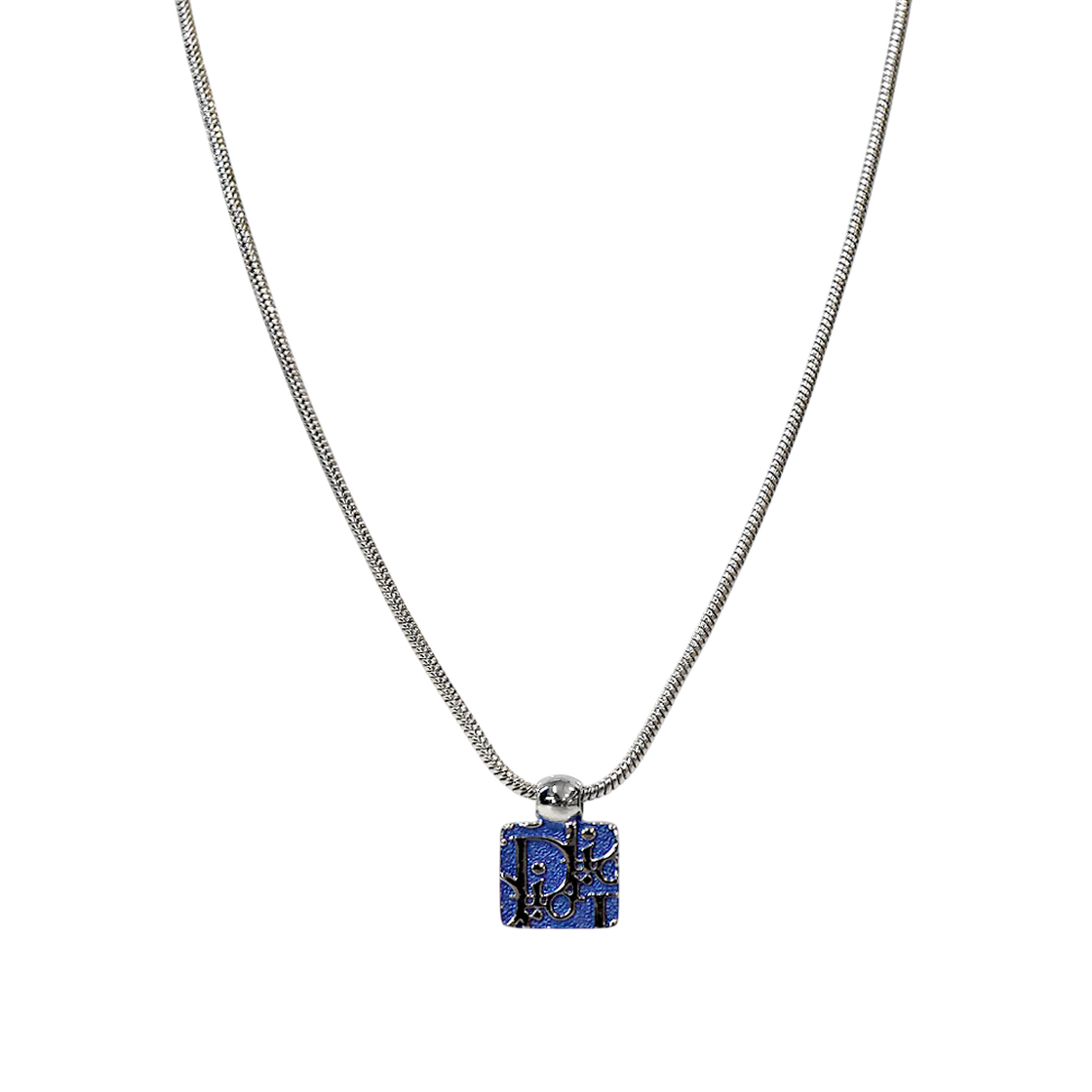 IT8IS4FTMPHB Dior Cubic Blue Oblique Plate Silver Necklace