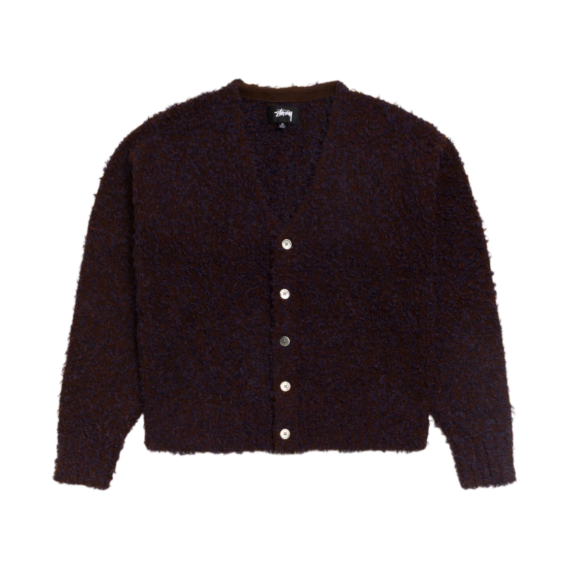 117291 Stussy Textured Cardigan Navy Brown